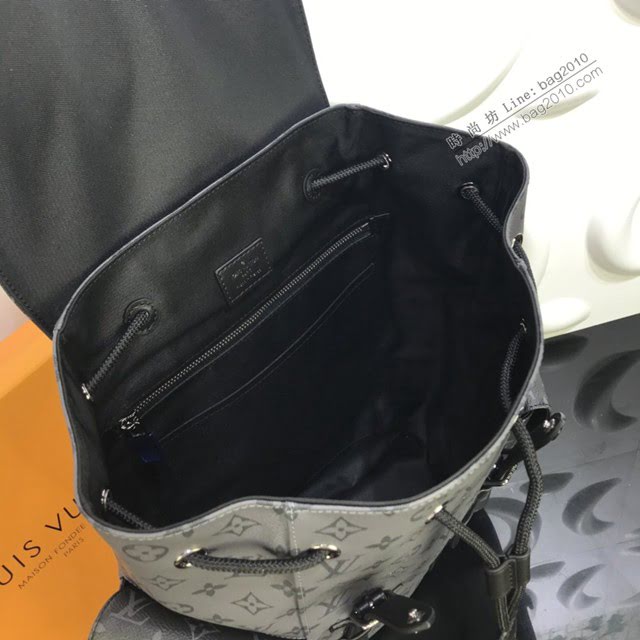 LV包包 LV新款雙肩包 M45419 Christopher小號雙肩包 灰色與黑色搭配男士雙肩背包  ydh3766